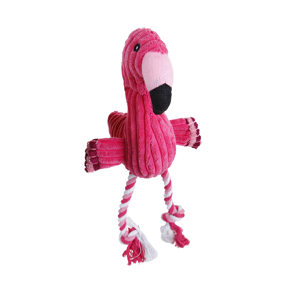 Pink Pet Bite Toy Squeaky Plüsch Kau-Flamingo-Hundeseil-Spielzeug zum Kauen