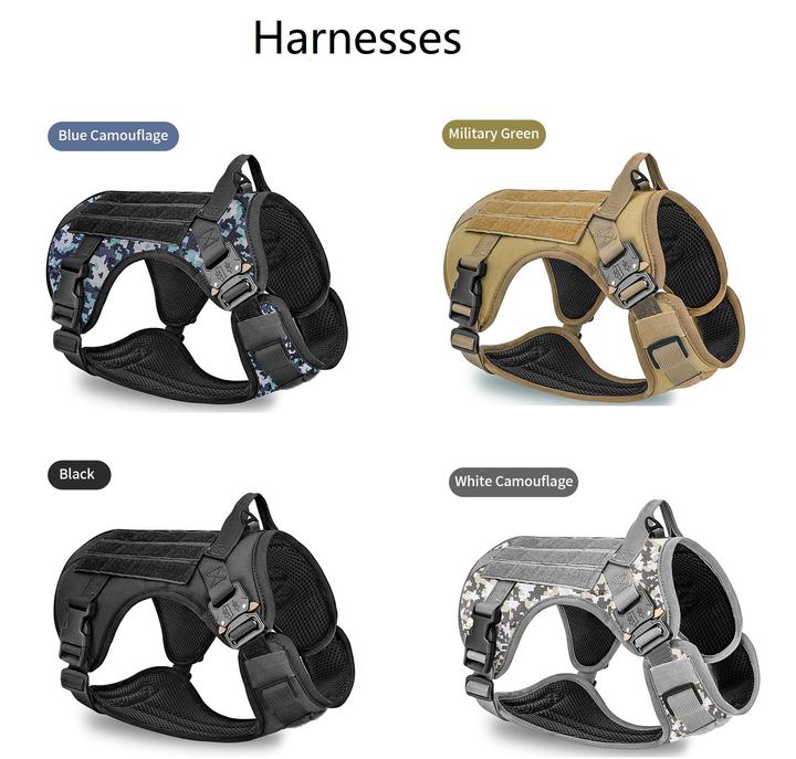 Heavy Duty Custom Designer Einstellbare Luxus Fancy Fashion Military Tactical Service Harness Hundehalsband und Leine Set