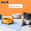 Großhandel Leicht zu reinigen Durable Mehrere Farboptionen Futter Wasser Feeder Hund Katze Keramik Haustierschüssel Mit Holzständer