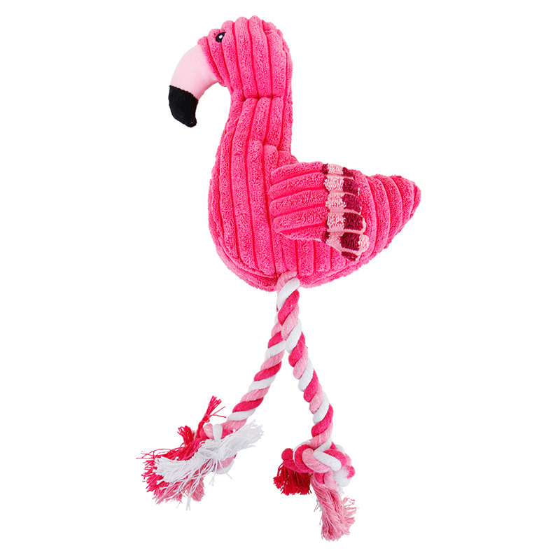 Pink Pet Bite Toy Squeaky Plüsch Kau-Flamingo-Hundeseil-Spielzeug zum Kauen
