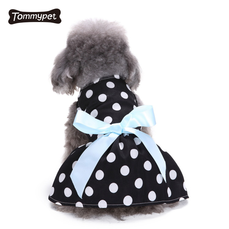 Niedliches Polka-Dot-Band gemütliches ärmelloses Hundekleidungs-Shirt Sommerkleid Haustier-Hunde-Tutu-Kleid