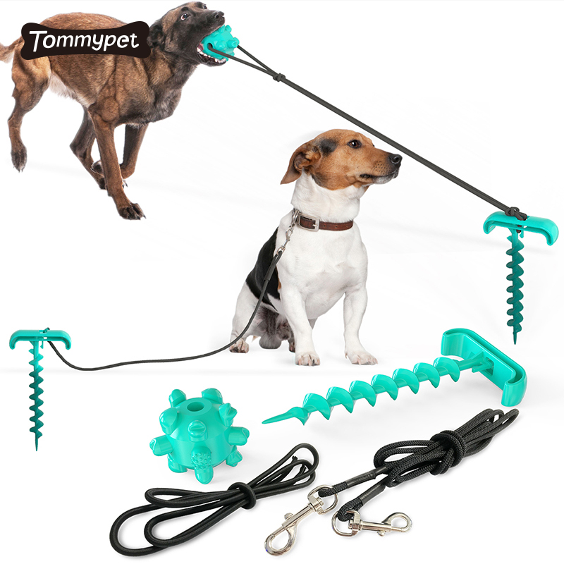 Amazon Großhandel Robuste Pfahl-Elastizitätskette Naturkautschuk Spike Ball Haustier Hund Kauspielzeug für Camping Hinterhof